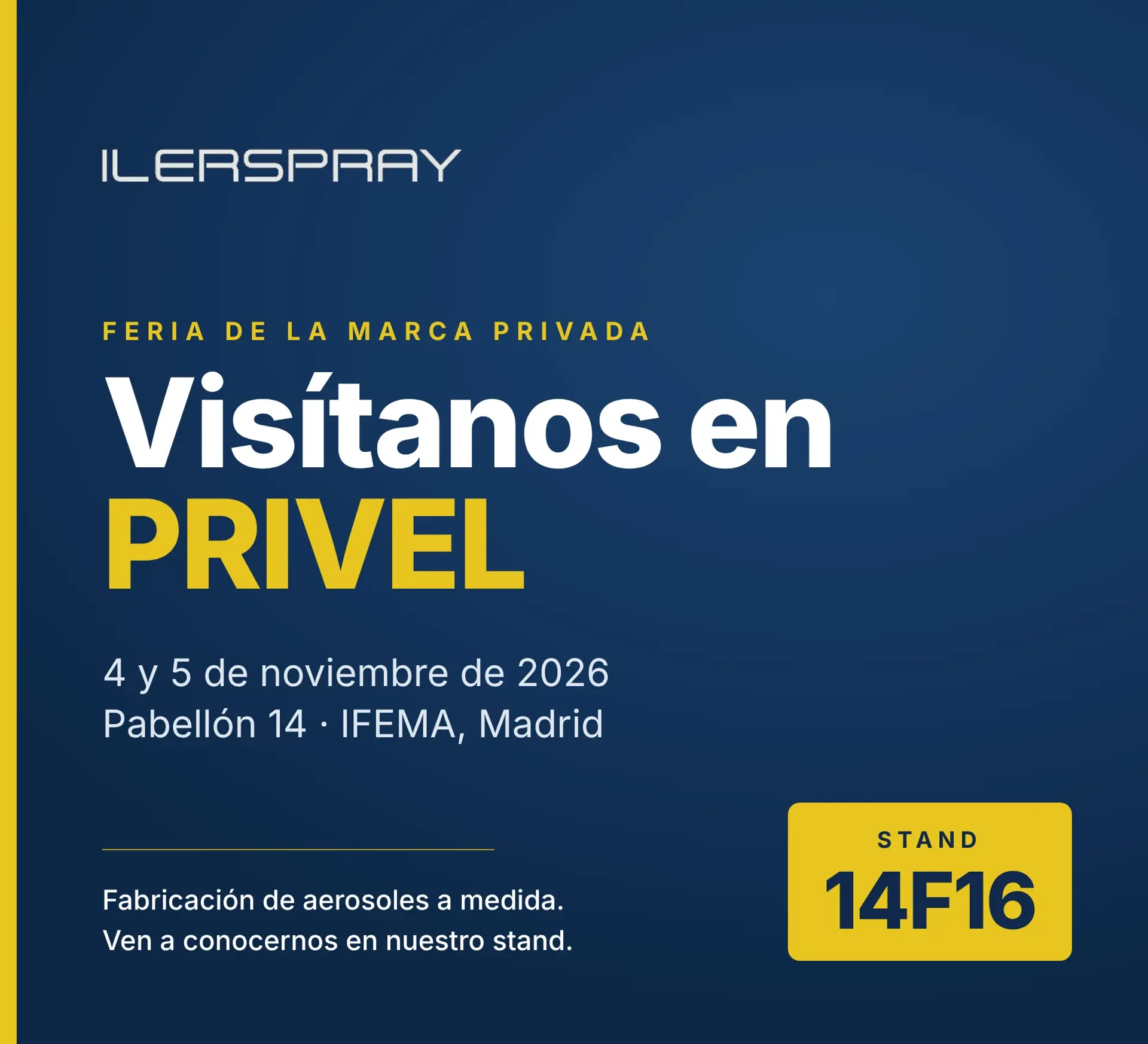 Ilerspray en PRIVEL 2026, IFEMA MADRID, stand 14F16